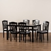 Baxton Studio Salem Modern and Contemporary Grey Fabric Upholstered and Dark Brown Finished Wood 7-Piece Dining Set - RH1017C-Grey/Dark Brown-7PC Dining Set