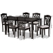 Baxton Studio Salem Modern and Contemporary Grey Fabric Upholstered and Dark Brown Finished Wood 7-Piece Dining Set - RH1017C-Grey/Dark Brown-7PC Dining Set