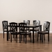 Baxton Studio Salem Modern and Contemporary Sand Fabric Upholstered and Dark Brown Finished Wood 7-Piece Dining Set - RH1017C-Sand/Dark Brown-7PC Dining Set