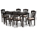Baxton Studio Salem Modern and Contemporary Sand Fabric Upholstered and Dark Brown Finished Wood 7-Piece Dining Set - RH1017C-Sand/Dark Brown-7PC Dining Set