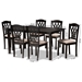 Baxton Studio Salem Modern and Contemporary Sand Fabric Upholstered and Dark Brown Finished Wood 7-Piece Dining Set - RH1017C-Sand/Dark Brown-7PC Dining Set