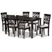 Baxton Studio Dallas Modern and Contemporary Grey Fabric Upholstered and Dark Brown Finished Wood 7-Piece Dining Set