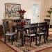 Baxton Studio Dallas Modern and Contemporary Grey Fabric Upholstered and Dark Brown Finished Wood 7-Piece Dining Set - RH1019C-Grey/Dark Brown-7PC Dining Set