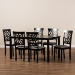 Baxton Studio Dallas Modern and Contemporary Grey Fabric Upholstered and Dark Brown Finished Wood 7-Piece Dining Set - RH1019C-Grey/Dark Brown-7PC Dining Set