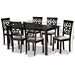 Baxton Studio Dallas Modern and Contemporary Grey Fabric Upholstered and Dark Brown Finished Wood 7-Piece Dining Set - RH1019C-Grey/Dark Brown-7PC Dining Set