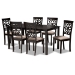 Baxton Studio Dallas Modern and Contemporary Sand Fabric Upholstered and Dark Brown Finished Wood 7-Piece Dining Set