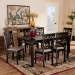 Baxton Studio Dallas Modern and Contemporary Sand Fabric Upholstered and Dark Brown Finished Wood 7-Piece Dining Set - RH1019C-Sand/Dark Brown-7PC Dining Set