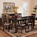 Baxton Studio Dallas Modern and Contemporary Sand Fabric Upholstered and Dark Brown Finished Wood 7-Piece Dining Set - RH1019C-Sand/Dark Brown-7PC Dining Set