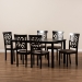 Baxton Studio Dallas Modern and Contemporary Sand Fabric Upholstered and Dark Brown Finished Wood 7-Piece Dining Set - RH1019C-Sand/Dark Brown-7PC Dining Set