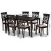 Baxton Studio Dallas Modern and Contemporary Sand Fabric Upholstered and Dark Brown Finished Wood 7-Piece Dining Set - RH1019C-Sand/Dark Brown-7PC Dining Set