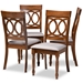 Baxton Studio Lucie Modern and Contemporary Grey Fabric Upholstered and Walnut Brown Finished Wood 4-Piece Dining Chair Set