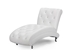 Baxton Studio Pease Contemporary White Faux Leather Upholstered Crystal Button Tufted Chaise Lounge  One (1) Chaise - BBT5187-White-Chaise