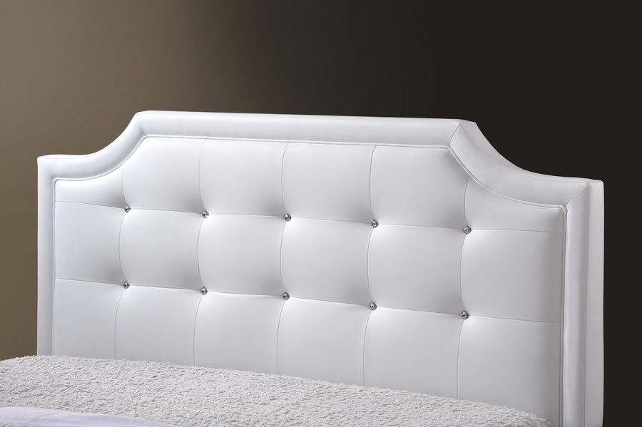 Baxton Studio Carlotta White Modern Bed, Baxton Studio Madison Queen Modern Platform Bed With Tufted Headboard White