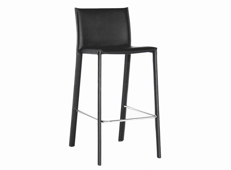 Baxton Studio Crawford Black Leather Counter Height Stool (Set of 2)