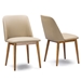 Baxton Studio Lavin Mid-Century "Walnut" Light Brown/Beige Faux Leather Dining Chair