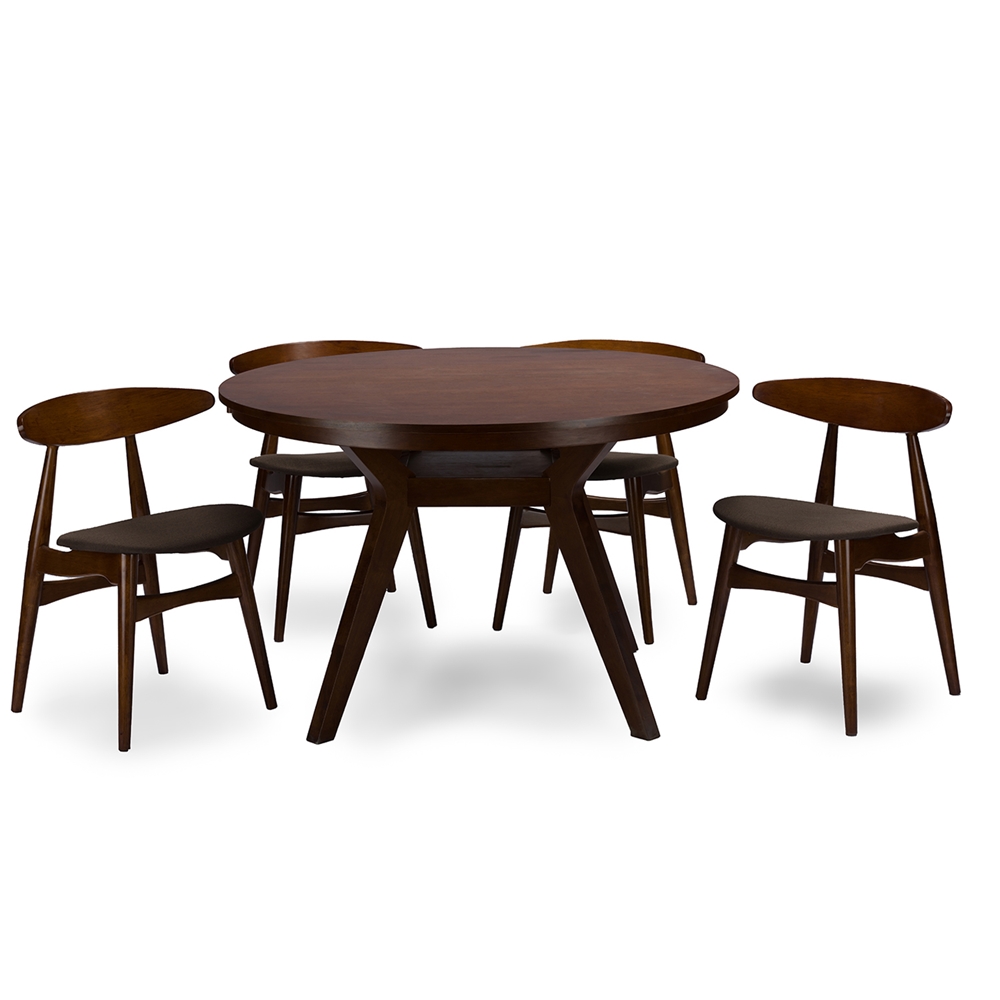 Whole Dining Room Furniture, Dark Walnut Round Dining Table Set