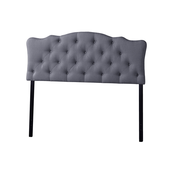 Baxton Studio Rita Modern and Contemporary Full Size Grey Fabric Upholstered Button-tufted Scalloped Headboard