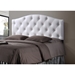 Baxton Studio Myra Modern and Contemporary Full Size White Faux Leather Upholstered Button-tufted Scalloped Headboard - BBT6505-White-Full HB