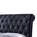 Baxton Studio Castello Black Velvet Upholstered Faux Crystal-Buttoned Sleigh Queen Platform Bed - CF8539-Black-Queen