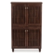 Baxton Studio Fernanda Modern and Contemporary 4-Door Oak Brown Wooden Entryway Shoes Storage Tall Cabinet