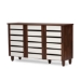Baxton Studio Gisela Oak and White 2-tone Shoe Cabinet With 3 Doors - SC865513-Dirty Oak
