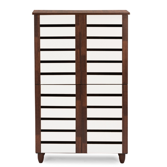 Baxton Studio Gisela Oak and White 2-tone Shoe Cabinet With 4 Door
