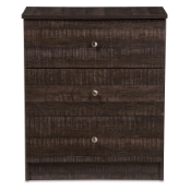 Baxton Studio Decon Modern and Contemporary Espresso Brown Wood 3-Drawer Storage Chest