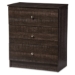 Baxton Studio Decon Modern and Contemporary Espresso Brown Wood 3-Drawer Storage Chest - B06-Brown