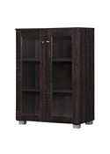 Baxton Studio Mason Modern and Contemporary Dark Brown Multipurpose Storage Cabinet Sideboard with Two Class Doors