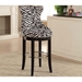 Baxton Studio Peace Modern and Contemporary Zebra-print Patterned Fabric Upholstered Bar Stool with Metal Footrest - WS-2075-Zebra