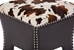 Baxton Studio Sally Modern and Contemporary Cow-print Patterned Fabric Brown Faux Leather Upholstered Accent Stool with Nail heads - WS-B1212-Brown