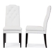 Baxton Studio Dylin Modern and Contemporary White Faux Leather Button-Tufted Nail heads Trim Dining Chair
