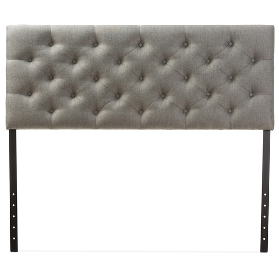 Baxton Studio Viviana Modern and Contemporary Grey Fabric Upholstered Button-tufted Queen Size Headboard