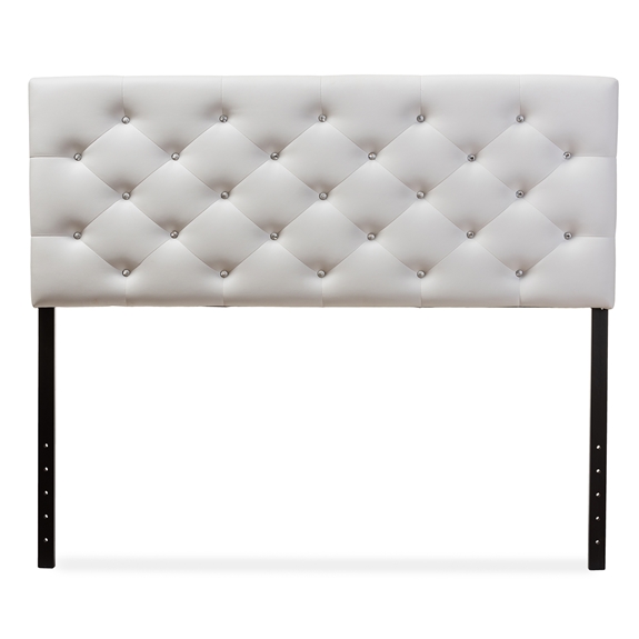 Baxton Studio Viviana Modern and Contemporary White Faux Leather Upholstered Button-tufted Full Size Headboard