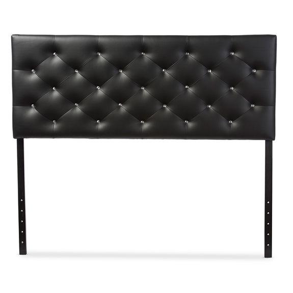 Baxton Studio Viviana Modern and Contemporary Black Faux Leather Upholstered Button-tufted Full Size Headboard