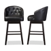Baxton Studio Avril Modern and Contemporary Black Faux Leather Tufted Swivel Barstool with Nail heads Trim