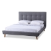Baxton Studio Jonesy Scandinavian Style Mid-century Grey Fabric  Upholstered Queen Size Platform Bed
