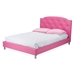 Baxton Studio Canterbury Modern and Contemporary Hot Pink Faux Leather Queen Size Platform Bed - BBT6440-Queen-Pink