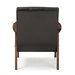 Baxton Studio Nikko Mid-century Modern Scandinavian Style Black Faux Leather Wooden Lounge Chair - BBT8011A2-Black Chair