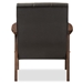 Baxton Studio Nikko Mid-century Modern Scandinavian Style Dark Brown Faux Leather Wooden Lounge Chair - BBT8011A2-Brown Chair