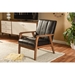 Baxton Studio Nikko Mid-century Modern Scandinavian Style Dark Brown Faux Leather Wooden Lounge Chair - BBT8011A2-Brown Chair