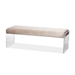 Baxton Studio Hildon Modern and Contemporary Beige Microsuede Fabric Upholstered Lux Bench with Paneled Acrylic Legs - DB-175-beige