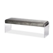 Baxton Studio Hildon Modern and Contemporary Grey Microsuede Fabric Upholstered Lux Bench with Paneled Acrylic Legs - DB-175-grey