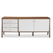 Baxton Studio Harlow Mid-century Modern Scandinavian Style White and Walnut Wood Sideboard Storage Cabinet