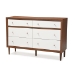 Baxton Studio Harlow Mid-century Modern Scandinavian Style White and Walnut Wood 6-drawer Storage Dresser - FP-6781-Walnut/White