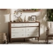 Baxton Studio Harlow Mid-century Modern Scandinavian Style White and Walnut Wood 6-drawer Storage Dresser - FP-6781-Walnut/White