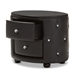 Baxton Studio Davina Hollywood Glamour Style Oval 2-drawer Black Faux Leather Upholstered Nightstand - BBT3119-Black NS