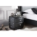 Baxton Studio Davina Hollywood Glamour Style Oval 2-drawer Black Faux Leather Upholstered Nightstand - BBT3119-Black NS