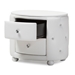 Baxton Studio Davina Hollywood Glamour Style Oval 2-drawer White Faux Leather Upholstered Nightstand - BBT3119-White NS