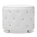 Baxton Studio Davina Hollywood Glamour Style Oval 2-drawer White Faux Leather Upholstered Nightstand - BBT3119-White NS
